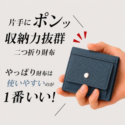 コンパクト 二つ折り財布 (小銭入れ付き) 色:パイロットブルー