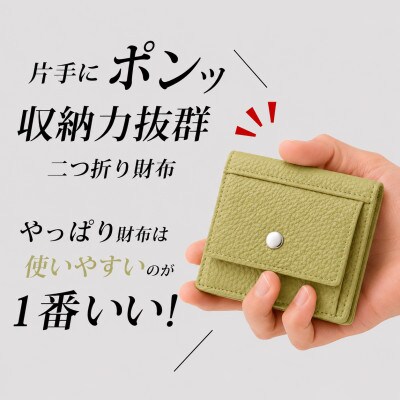 コンパクト 二つ折り財布 (小銭入れ付き) 色:ピスタチオ