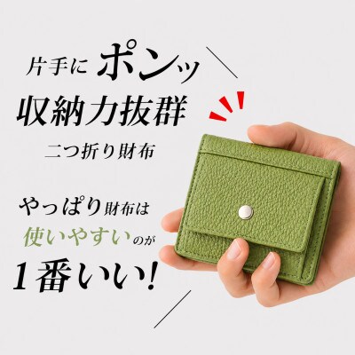 コンパクト 二つ折り財布 (小銭入れ付き) 色:グリーン