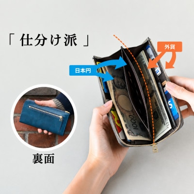 ラウンドファスナー コンパクトLZIP長財布  色:オリーブグリーン