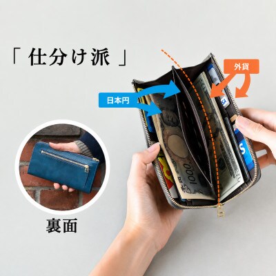 ラウンドファスナー コンパクトLZIP長財布  色:ブラウン