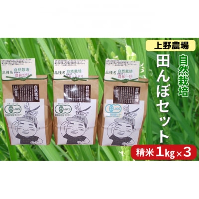 上野農場 田んぼセット 精米1kg×3袋[54070112]