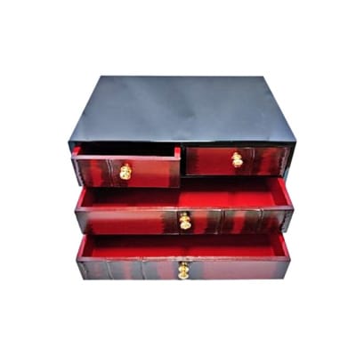 新潟特産竹塗　ミニ整理箪笥 3段小引出4引き [54070530]