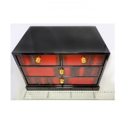 新潟特産竹塗　ミニ整理箪笥 3段小引出4引き [54070530]