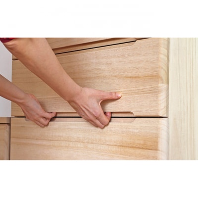 総桐3段チェスト60cm幅　無塗装　柔らかい丸面タイプ [54071004]