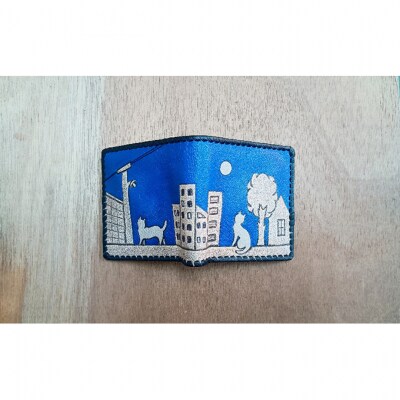 ねこの二つ折り財布　☆ネイビー☆[54071497]