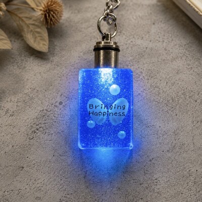 光るさくら貝 キーホルダー スクエア LED電池式