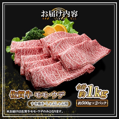 佐賀牛 モモ・ウデ(すき焼き・しゃぶしゃぶ用)1kg(500g×2パック)