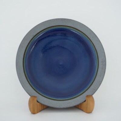 【出西窯】縁鉄砂呉須釉皿(ふちてっさごすゆうざら)