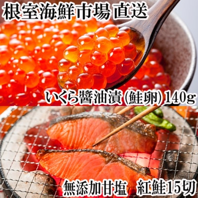 【年内配送可】無添加天然甘塩紅鮭5切×3P、いくら(鮭卵)70g×2P A-14205