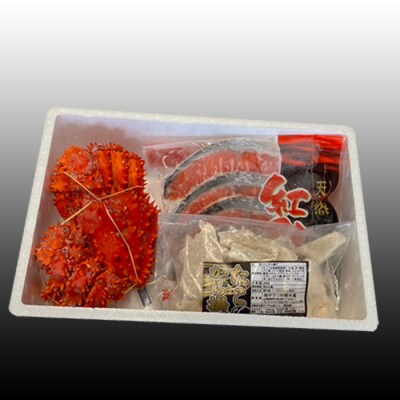【年内配送可】花咲かに400～550g、タコから揚げ250g、紅鮭5切 A-36056