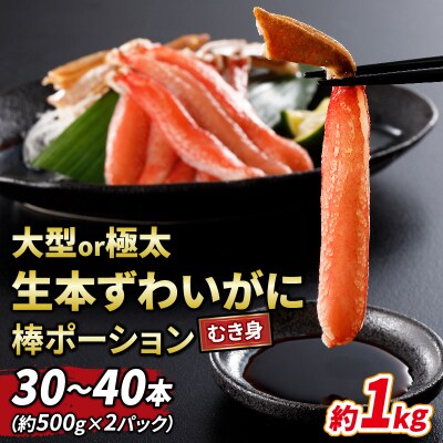 大型or極太 生本ずわいがに 棒ポーション 30本～40本(約500g×2P)D028-116006