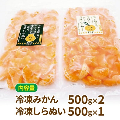 冷凍 みかん 2袋 冷凍 しらぬい 1袋 各500g  南四国ファーム 粒楽 J012-035009