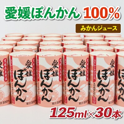 100% みかんジュース 愛媛 ぽんかん 125ml ×30本 愛工房 H020-034008