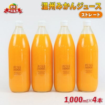 温州みかん ジュース 1000ml×4本 みかん 果汁100% 誉農園 H012-138001
