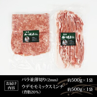 無薬 あい健康豚 お試しセットA 計1kg 井上畜産 豚 豚肉 豚しゃぶ E012-154001
