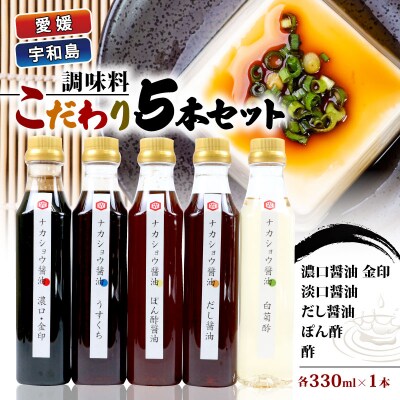 調味料 こだわり5本セット 醤油 だし醤油 ぽん酢 中荘本店  J010-119005