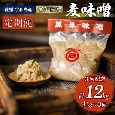 先行予約 定期便 萬年味噌 4kg 3回 伊予醸造 味噌 麦味噌 麦みそ J029-107002