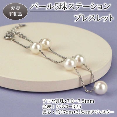 パール5珠ステーションブレスレット 宇和海真珠 A030-102010