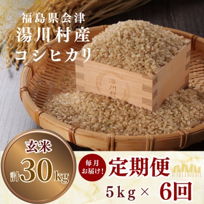 【発送月固定定期便】湯川村産コシヒカリ 玄米5kg(R9.2月・3月・4月・5月・6月・7月)全6回