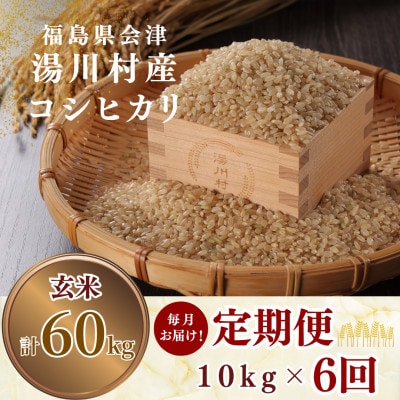 【発送月固定定期便】湯川村産コシヒカリ 玄米10kg(R8.12月・R9.1月-5月)全6回