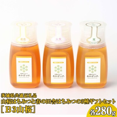 山桜はちみつと春の田舎はちみつの3種ギフトセット[B3山桜] 【茨城県共通返礼品/五霞町】_EY02
