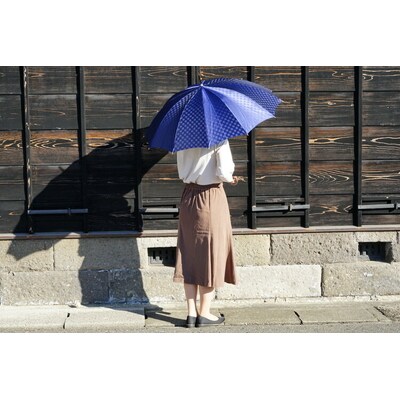 雪華模様のオリジナル傘(サイズ60cm)「もらっても、贈っても喜ばれる傘」ネイビー _BL06