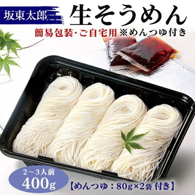 ばんどう太郎生そうめん400g(2～3人前) めんつゆ付・簡易包装・ご自宅用 | 麺 _CB28