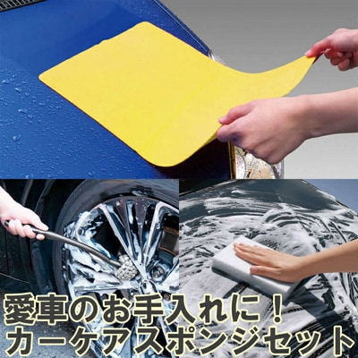 愛車のお手入れに!アイオンカーケア用品セット | 清掃 掃除 スポンジ 雨 洗車 吸水 _BW05