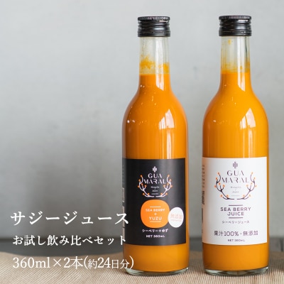 サジージュース 100%とゆず 飲み比べ2本セット 360ml×各1本セット(計2本) _DX01