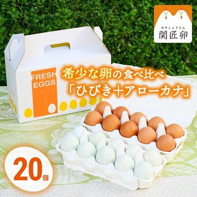 関匠卵 ひびき+アローカナハーフセット(計20個) | 卵 20個 食べ比べ 玉子 _CP06