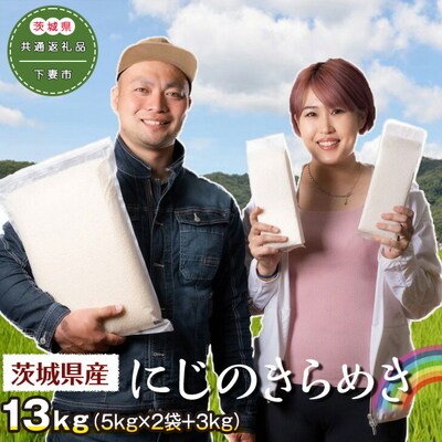 茨城県産にじのきらめき13kg(5kg×2袋+3kg)〈茨城県共通返礼品・下妻市〉 _DN01