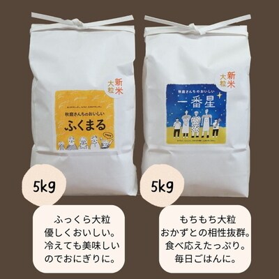 令和4年産 あきばさんちのおいしい大粒のおこめ2種(精米5kg×2袋)計10kg_CR01