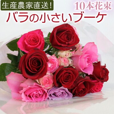 生産農家直送!バラの小さいブーケ 10本セット| バラ 薔薇 ばら 花束 花 ブーケ _AL05