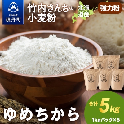 竹内さんちの小麦粉【北海道 ゆめちから(1kg×5袋)便利な小分け袋でお届け】5kg 小分け