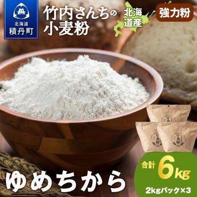 竹内さんちの小麦粉【北海道 ゆめちから(2kg×3袋)保存に便利なチャック付袋!】6kg
