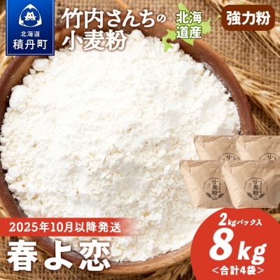 竹内さんちの小麦粉 北海道 春よ恋 2kg×4袋 