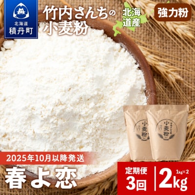 3ヵ月定期便 竹内さんちの小麦粉 春よ恋 1kg×2袋