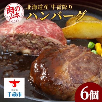 北海道産牛霜降りハンバーグ6個セット