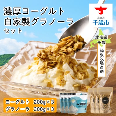 【北海道直送!】濃厚ヨーグルト3個・自家製グラノーラ3個セット