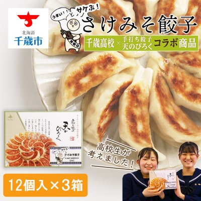 ☆千歳市ふるさと納税☆千歳高校と手打ち餃子天のびろくがコラボ!さけみそ餃子 3箱セット