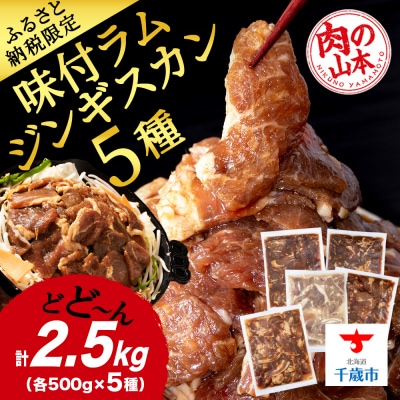味付 ラムジンギスカン 5種 食べ比べ 2.5kg≪ 肉の山本 ≫ 千歳ラム工房 ラム肉 千歳