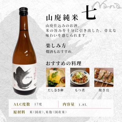 日本酒 山廃純米「七」辛口 1.8L 17% 関谷醸造 蓬莱泉 お酒 アルコール 米