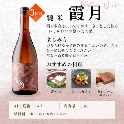 【日本酒定期便 全3回】一酒二彩 辛口 (1.8L×各1本) 蓬莱泉 関谷醸造 酒 お酒 米 お米