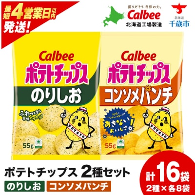カルビーポテトチップス 2種セット コンソメパンチ・のりしお 各8袋 《北海道工場製造》