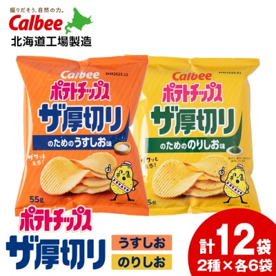 ポテトチップス ザ厚切りのための 2種セット うすしお6袋 のり塩6袋 合計12袋 1箱