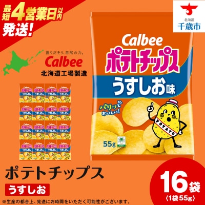 カルビーポテトチップス＜うすしお＞16袋入×1箱《北海道工場製造》