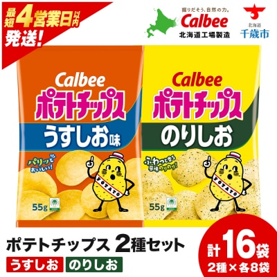 カルビーポテトチップス 2種セット うすしお・のりしお 各8袋 《北海道工場製造》