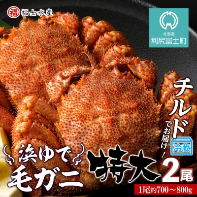【2025年発送受付】チルドでお届け!浜ゆで毛ガニ特大2尾(1尾約700g～800g) 福士水産