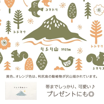 ☆利尻山デザイン☆手ぬぐい(グレー・グリーン・オレンジ)合計3枚